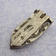 Vintage Art Deco Clear Rhinestone Paste Pot Metal Fur Clip Pin Brooch