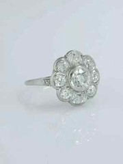 Art Deco Style Round Cut Lab Created Diamond 925 Sterling Silver Engagement Ring
