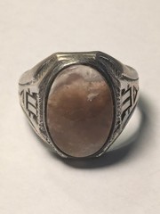Vintage Clark & Coombs Sterling Silver Art Deco Men’s Signet Agate Ring