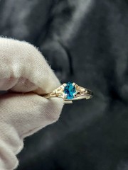 Vintage Sterling Silver London Blue Topaz Adjustable Ring Collectible Unique