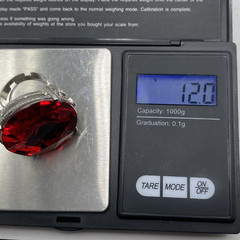 Lab Created 27mm plastic ruby adjust TOY ring 7.5 size 9 Silver plated Metal VTG