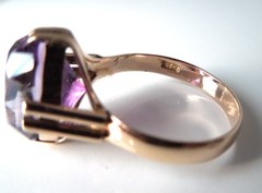 Vintage Art Deco 4.00 ct Amethyst 14 kt Rose Gold Ring * Gift Box