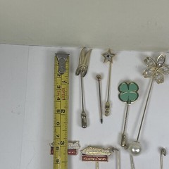 Lot of 13 Vintage Lot Pins Jewelry Novelty Assorted Colors Shapes Materials