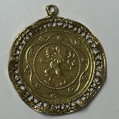 Napoleon Vintage Pendant Coin Double Sided Necklace Goldtone Antique Reprod
