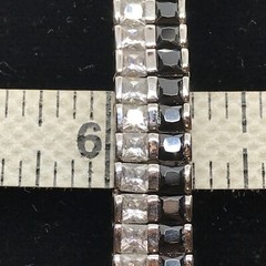 Vintage Signed 925 Sterling Silver Onyx Clear Cubic Zirconia Statement Necklace