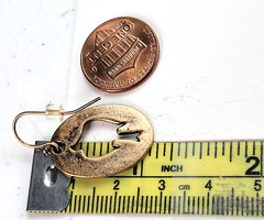 Vintage Copper Bird Cut-Out Dangle Earrings Pierced Hook 1.25 in