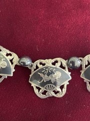 Vintage Siam Niello & Silver Goddess Of Lightening Bib Necklace -Signed