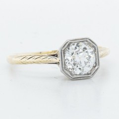 Antique Art Deco 14k Yellow Gold Old Mine Diamond Engagement Ring 0.80ct I-J SI1
