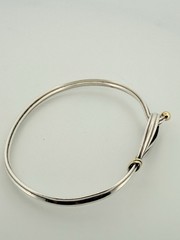 Vint Tiffany Silver & 18k Gold Hook Brclt 7.5in