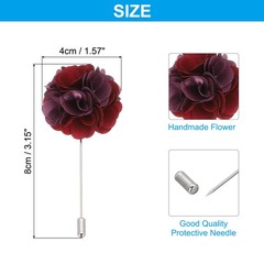 1 Pcs Flower Boutonnieres Pin Lapel Pin for Men Camellia Flower Purple/Wine Red
