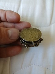 Vintage Sterling Silver cufflink Locket Snuff Box depicting Bullfighter