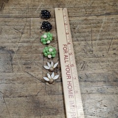 Vintage Trifari & Hong Kong Clip On Earrings Beads Cluster Jewelry Retro