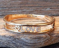 Retro Vintage ANNE KLEIN Pave Crystals Slide LOVE Cuff Bracelet NWOT S11