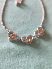 Two Tone Gold Silver Plate Heart Necklace 16″