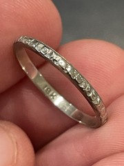 1920s Art Deco 18K Solid White Gold Fancy Engraved Wedding Band Fancy! 1.3GR!