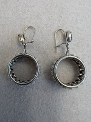 Vintage JMS 10K White Gold & Marquise Rhinestone Dangle Earrings – 5.7 GM – 1950