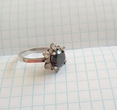Vintage Ring with stone Sterling Silver 925 Gold 375 test Women Jewelry size 8.5