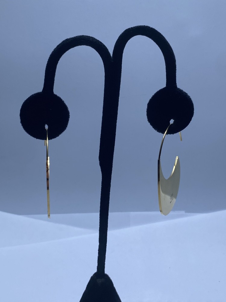Celine Gold Tone Crescent Shield Hoop Earrings Made in Italy COA 1.5″