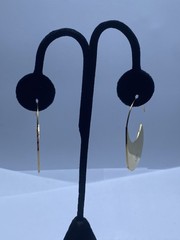 Celine Gold Tone Crescent Shield Hoop Earrings Made in Italy COA 1.5″