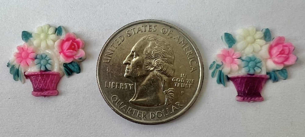 20mm Vintage Japanese Flower Basket Celluloid FlatBack MultiColor (36 pcs$21.00