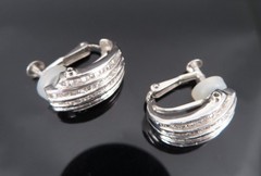 Vintage 2.0ct Baguette Cut Diamond Platinum & 18K White Gold Clip Earrings