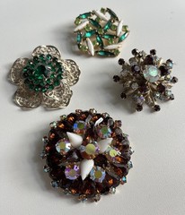 Vintage Jewelry Lot Brooches Crystal Rhinestones 1950-1960’e