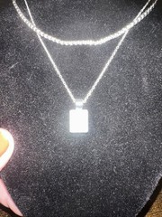 Vtg Lauren Conrad Layered Multi Strand Necklace Silver Tone Iridescent Pendant