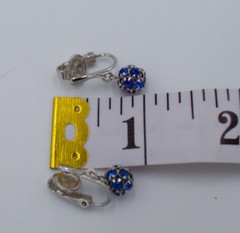 Vintage Trifari Silver-Tone Blue Rhinestone Crystal Clip On Lever Back Earrings