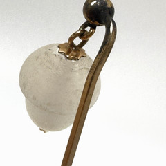 Antique Edwardian Stick Pin Frosted Satin Glass Acorn Dangle Gilt Metal