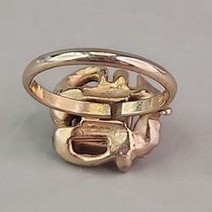 Rhinestone Ring Pink Glass Adjustable Gold Tone Leaves 6.5
