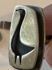 LORE Midcentury Modernist sterling silver CUFFLINKS with TIE BAR — Bird design