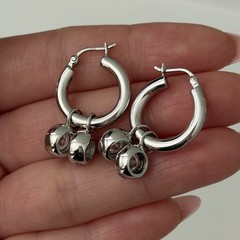 Milor Italy 925 Sterling Silver Clear CZ Bezel Set Dangle Hoop Earrings Sparkly