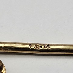 Vintage 14K Gold White stone Stick pin lapel tie Estate fine jewelry