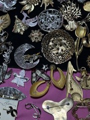Costume Jewelry Brooch Lot Bakelite, Eisenberg, Jay Strongwater, Swarovski, JJ