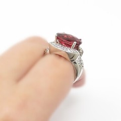 NYJEWEL 14k White Gold 7.2ctw Rubellite Tourmaline Diamond Ring