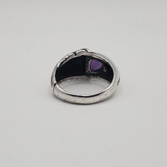 Vintage Sterling Silver & 18K Gold Purple Amethyst Statement Size 6.5