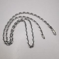 925 Sterling Silver Vintage Unusual Anchor Chain Necklace Thin Link Men’s