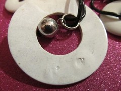 1980s Lucite & Metal Disk Charms Bells Glass Beads Necklace Black Enamel Chain