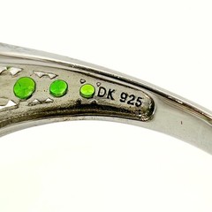 Contemporary Marked Sterling Silver Cushion Cut Green Tourmaline Ring Sz 10
