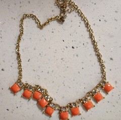 3 Orange/ Coral Gold And Silver Tone Necklace Lot