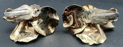 Vintage Signed Vendome Enamel Flower Brooch Faux Pearl Clip On Earrings Dogwood