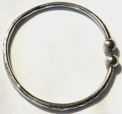 VINTAGE STERLING SILVER BANGLE WEST INDIES ISLAND BALL CUFF BRACELET 22g