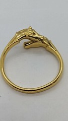 HERMES Double Horse Gold Toned Bangle Bracelet