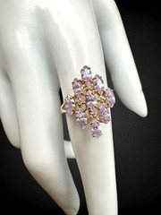 Vintage Pale Tanzanite Diamond 10kt Yellow Gold Cocktail Ring Sz 8 3.58g LGL