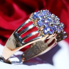 10k yellow gold ring 1.79ct treated tanzanite diamond size 7 vintage 3.6gr