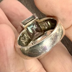 Vintage Sterling Silver 925 Mystic Topaz Ring Size 8.5 Emerald Cut 7g