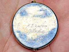 VTG Blue Cloisonne Yellow Iris Flower Pendant Enamel 22kt & 8kt Gold & Sterling