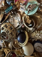 Mystery Lot Jar full of 75 Vintage Single Earrings, Some SIGNED, Great Condition