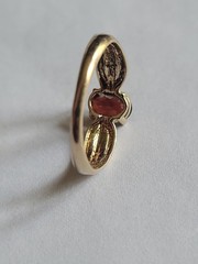 Vintage JACMEL MAURITIUS 10K Yellow Gold & Oval Garnet Ring Size 7.25