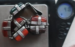 Andersen Henningsen Danish Sterling Silver Baltic Amber Moss Agate Bracelet AVH